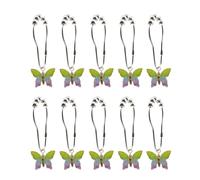 Lot de 10 crochets de rideau de douche avec pendentif papillon en acrylique coloré - Anneaux en métal antirouille pour décoration de salle de bain