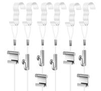 Lot de 10 crochets de suspension pour tableau avec cordon en nylon invisible et crochets réglables pour photos murales, expositions, fournitures de galerie d'art, blanc