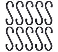 Lot de 10 crochets en forme de S en aluminium pour accrocher des tasses à café, des outils de barbecue, des plantes et des articles en tissu, solution d'économie d'espace (noir)