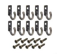 Lot de 10 crochets muraux en alliage de zinc avec fixation à trou unique, crochets décoratifs vintage en bronze pour accrocher vêtements, serviettes, sacs, clés et petits articles de maison (bronze