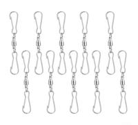 Lot de 10 crochets pivotants en acier inoxydable pour carillon éolien, clips rotatifs à 360 degrés pour mangeoires à oiseaux, pots de fleurs, décoration de jardin extérieur, argenté, 7 cm