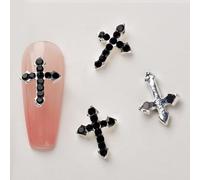 Lot de 10 croix 3D en alliage pour ongles croisés en acrylique pour décoration d'ongles en acrylique