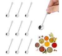 Lot de 10 cuillères à expresso argentées en acier inoxydable - Petites cuillères pour pots à épices - 7,5 x 1,5 cm - Cuillères à café sucrées - Pour café, miel, sel, sucre et épices