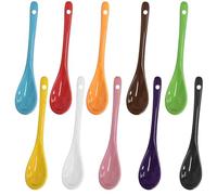 Lot de 10 cuillères à œufs en porcelaine nacrée - Cuillères à yaourt longues pour dessert, confiture, cuillère à café