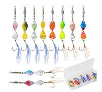 Lot de 10 cuillères, cuillères à eau salée, appâts de pêche, avec crochet et ressort - Appâts artificiels pour truite - Accessoire de pêche pour mijoteuse basse