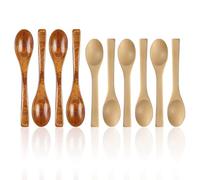 Lot De 10 Cuillères Rondes En Bois, Cuillère À Miel En Bois, Cuillère À Café Pour La Pâtisserie, Cuillère À Café, Cuillère À Riz À Long Manche, Petite Cuillère À Soupe, Cuillère À Épices