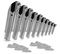 Lot de 10 cutters 18 mm + 100 mes sécables professionnelles en aluminium pour bricoge et commerce robustes et ultra