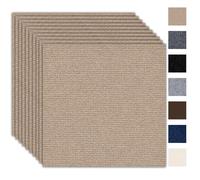 Lot de 10 dalles de moquette autocollantes - 30 x 30 cm - 0,9 m² - Moquette avec couverture arrière - Revêtement de sol résistant - Pour appartement, bureau, commerce - Marron clair