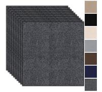 Lot de 10 dalles de moquette autocollantes - 50 x 50 cm - 2,5 m² - Moquette, avec couverture arrière - Revêtement de sol résistant - Pour appartement, bureau, commerce - Gris foncé