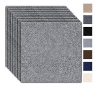 Lot de 10 dalles de moquette autocollantes, 50 x 50 cm, 2,5 m², pour moquette, pour maison, bureau, commercial, gris clair