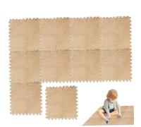 Lot de 10 Dalles de Moquette carrées en Peluche 30, 5 x 30, 5 cm, antidérapantes, emboîtables, Carreaux Sol en Mousse EVA Souple, Tapis en Mousse découpable pour Chambre d'enfant, Porche, Chambre