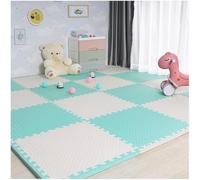 Lot de 10 dalles de sol carrées emboîtables en mousse - 30 cm/60 cm - Tapis de jeu puzzle - Vert clair + blanc - 30,5 x 30,5 cm