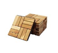 sweeek - Lot de 10 Dalles de terrasses 30x30cm en Bois d'acacia. Motif carré. clipsables
