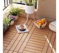 Lot de 10 dalles en bois et plastique entrelacées, 32 x 12 pouces, sols carrés en plastique en bois, dalles de drainage pour jardin et terrasse, décoration de la maison (bois original, style 2)
