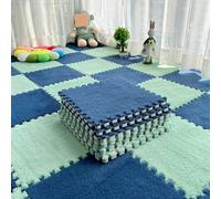 Lot de 10 Dalles Moquette emboîtables en Peluche(Navy Blue+Mint Green)