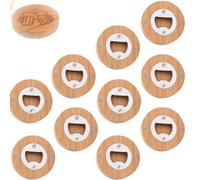 Lot de 10 décapsuleurs magnétiques en bois - Rond - En bambou - Avec affaiblissement du champ - Adsorbables pour personnaliser les aimants de réfrigérateur - 6 cm de diamètre