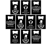 Lot de 10 décapsuleurs personnalisés format carte de crédit, cadeaux pour garçon d'honneur pour enterrement de vie de jeune fille, ouvre-bouteille de bière en acier inoxydable, noir