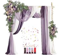 Lot de 10 décorations d'arche de mariage violettes, 2 pièces de rose poudré et 3 rideaux d'arche et 5 canons à confettis, fleurs d'arche pour mariage