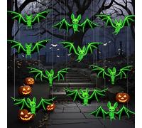 Lot de 10 décorations de chauve-souris d'Halloween,Décoration de chauve-souris d'Halloween,Chauves souris suspendues d'Halloweenen en PVC Étanche lumineuses pour fenêtre, cour, couloir, jardin et mur
