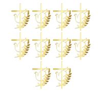 Lot de 10 décorations de gâteau croisées avec symbole de colombes pour baptêmes, fêtes religieuses, dessert, décoration dorée pour baptême