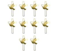 Lot de 10 décorations de gâteau croisées et colombes pour événements religieux - Accessoire de fête de mariage - Insert religieux