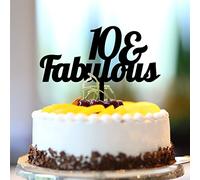 Lot de 10 décorations de gâteau « Happy Birthday » en acrylique noir - Nom personnalisé - n'importe quel âge - 10e anniversaire de mariage - Cadeau souvenir pour enfants, garçons et filles - 15,2 cm