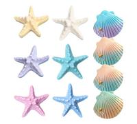 Lot de 10 décorations de gâteaux en résine colorées en forme d'étoile de mer, coquillages, étoiles de mer, plage, anniversaire, dessert, décoration de gâteaux sur le thème de l'océan pour loisirs