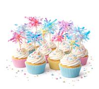 Lot de 10 décorations de gâteaux magiques | Décorations de feux d'artifice et cupcakes pour anniversaires, fêtes et pâtisseries | Cure-dents colorés pour cocktails, aliments et fruits (8,3 cm)