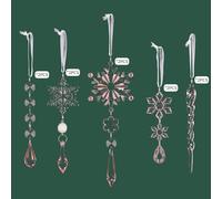 Lot de 10 décorations de Noël en acrylique à suspendre avec flocons de neige et stalactites, boules transparentes rose bleu pour décoration d'arbre, couronne ou guirlande