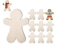 Lot de 10 décorations de Noël en bois non traité en forme de bonhomme en pain d'épice - Vierges - Décoration à suspendre pour mur, fenêtre, maison, mariage, fête
