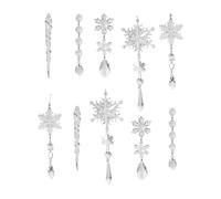 Lot de 10 décorations de Noël en forme de goutte de neige incassables | Lot de 10 décorations de stalactites incassables, motif flocon de neige, larme, Noël, hiver, mur, fenêtre, porte