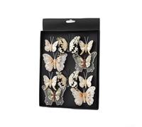 Lot de 10 décorations de Noël en forme de papillon creux à paillettes, 5 couleurs : bleu, or, vert, rouge, rose, parfait pour sapin de vacances et décoration de fenêtre (doré)