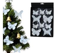 Lot de 10 Décorations de Noël en Forme de Papillon, Papillons Creux à Paillettes de la Fête, Pendentif Arbre de Noël, Ornements avec Pinces pour Mariage, Anniversaire ou Fêtes, Cadeaux de la Fêtes