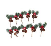 Lot de 10 Décorations de Noël en Forme de Pomme de Pin et de Baies Rouges, Emballage pour Décoration D'intérieur d'hiver, Ornements Délicats pour Un Air Festif