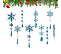 Lot de 10 décorations de Noël stalactites - Flocons de neige - Gouttes de larmes - Pour l'intérieur et l'extérieur - Mur - Fenêtre - Salon - Jardin - Fête et