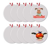 Lot de 10 décorations de Noël Vierges Rondes Vierges en céramique pour Sublimation - Décoration de Noël 2022 - Cercle en Porcelaine Vierge pour Transfert Thermique - Cadeau Artisanal