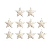Lot de 10 décorations de sapin de Noël à paillettes blanches en forme de