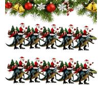 Lot de 10 décorations de sapin de Noël plates en acrylique 2D avec motif Père Noël sur dinosaure
