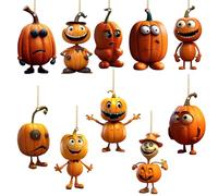 Lot de 10 décorations de sapin d'Halloween, mignonnes citrouilles fantômes à suspendre, boules d'Halloween pour accessoires de voiture, décoration d'automne, fête de vacances, décoration d'intérieur