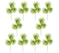 Lot de 10 décorations de sommet de sapin de Noël - 43,2 cm - Vert citron - Boule rouge - Légères - Avec décoration