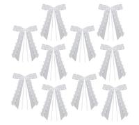 Lot de 10 décorations de voiture de mariage, roses blanches avec nœuds en tulle, ruban romantique, décoration de véhicule de mariée, lune de miel, escapade de voiture, ornements floraux artificiels