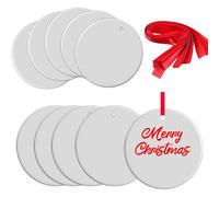 Lot de 10 décorations en céramique par sublimation - Disques vierges en céramique pour impression par presse à chaud - Décoration ronde en porcelaine blanche - Ornement personnalisé pour sapin de Noël