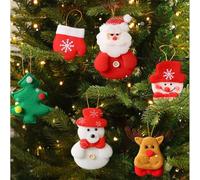 Lot de 10 décorations en feutre pour sapin de Noël avec motif Père Noël, bonhomme de neige, renne, décorations colorées pour la maison (10 paquets de 10 chacun)