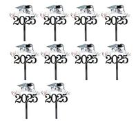 Lot de 10 décorations métalliques pour gâteaux de garçon ou de fin d'année, accessoires de fête sur le thème de l'obtention du diplôme