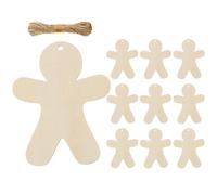 Lot de 10 décorations pour hommes en pain d'épice - En bois non traité - Découpes en bois non imprimées - Pour la maison, la fenêtre, , les voyages, les anniversaires de famille, les mariages