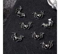 Lot de 10 décorations pour ongles 3D Halloween - Crâne gothique - Strass - Squelette vintage - Pour nail art - Bijoux artisanaux - Décoration d'ongles