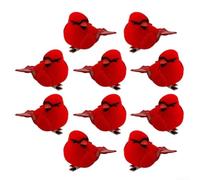 Lot de 10 décorations rouges pour sapin de Noël, oiseaux à plumes à clipser avec crochets en métal, décoration de vacances artificielle pour échange secret de Père Noël, jardin d'intérieur (C)