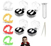 Lot de 10 dents de vampire pour enfants - Accessoire de costume de vampire - Dents de vampire à clipser - Pour créer une atmosphère de terreur - Pour Halloween et carnaval