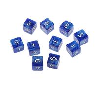 Lot de 10 dés à Six côtés D6 dés Multi-Faces - Bleu, 16 mm