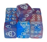 Lot de 10 dés acryliques 6 sept coins ronds Motif crâne Jeu de rôle Dés pour jeu de table Salle de classe Enseignement Facile à utiliser